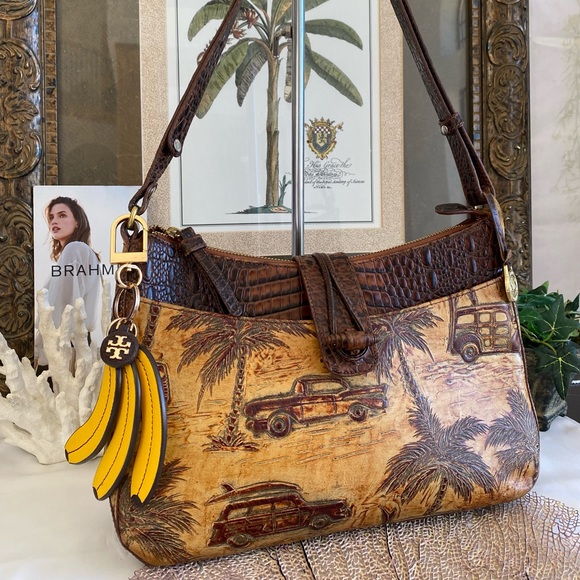🌴1st Edition🌴CHOCOLATE COPA CABANA ISABELLE BRAHMIN +TORY BURCH BANANAS TASSEL - Picture 2 of 14